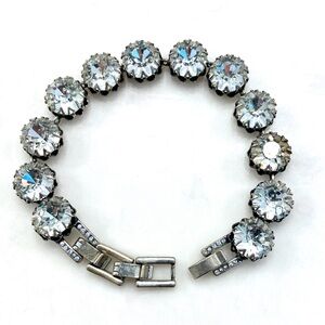 Vintage Stella & Dot Silver-Tone Clear Crystal Round Bracelet